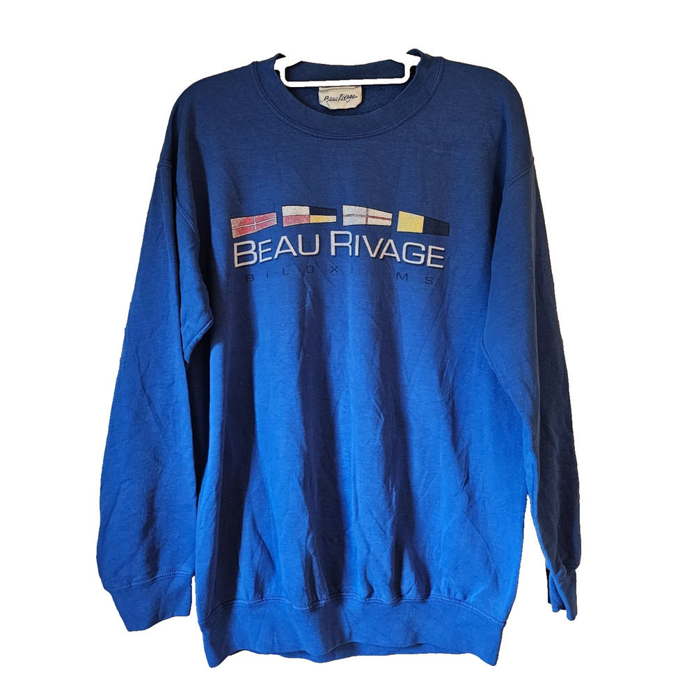 Vintage Beau Rivage Biloxi MS Casino Sweatshirt Blue Crewneck Large Graphic